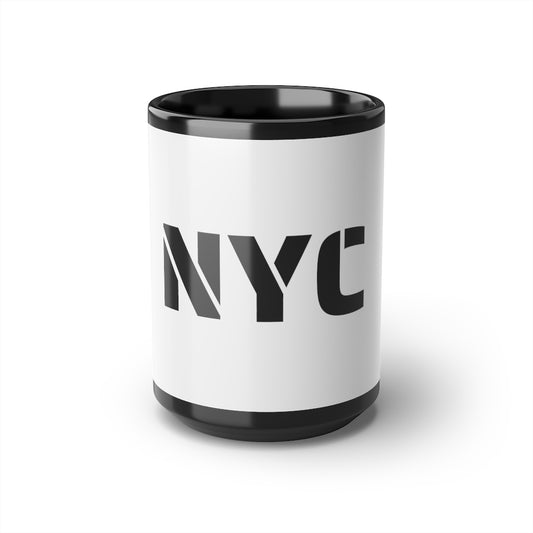 White on Black Mug, 15oz