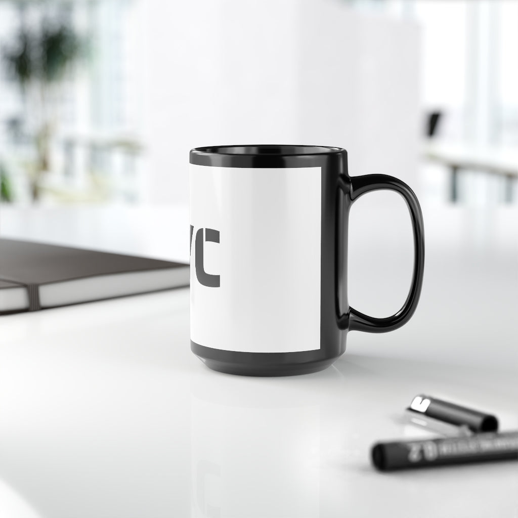 White on Black Mug, 15oz