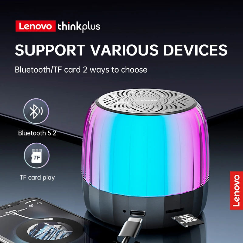 New Lenovo K3Plus Speaker Bluetooth 5.2 Wireless Portable Mini Outdoor TF Card Playback Loudspeaker Wireless Column Speaker